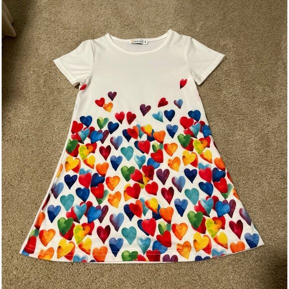 Sunshine Swing Size 5T Heart Patterned Dress - Picture 1 of 5